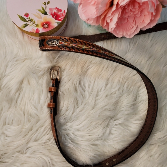 Western brown leather belt - Picture 6 of 10